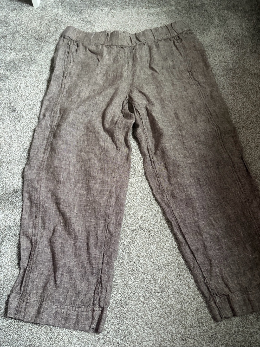 J. Jill Brown Cropped Linen Pants